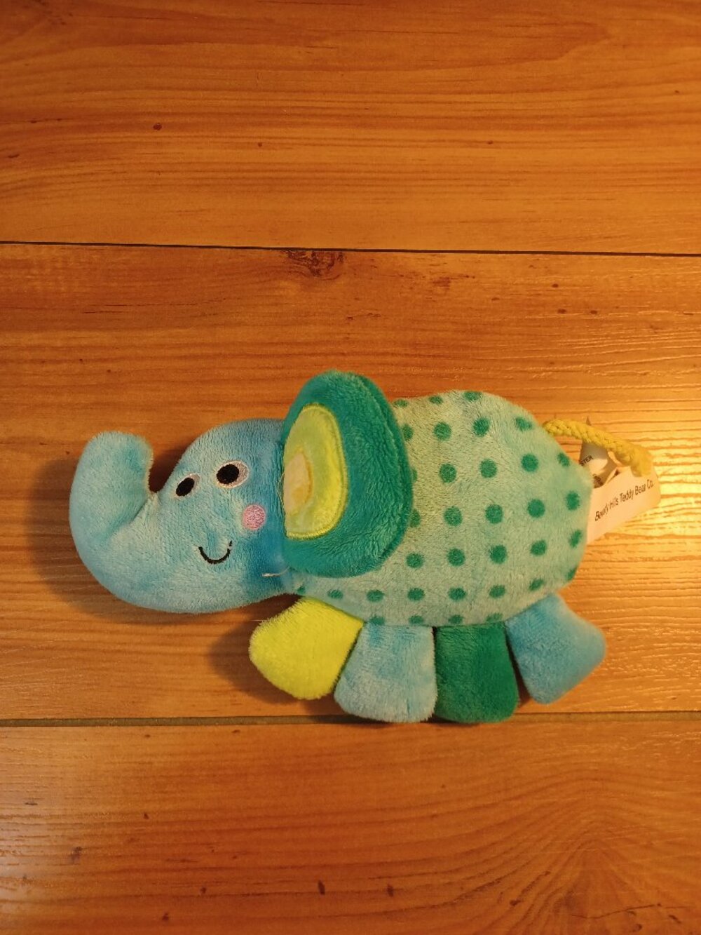 Beverly Hills Teddy Bear Co. Plush Bright Multicolor Stuffed Elephant Rattle